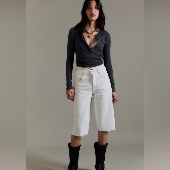 Free People We The Free Jam Session Low Rise Relaxed Jeans White 28 NWT - Picture 1 of 8